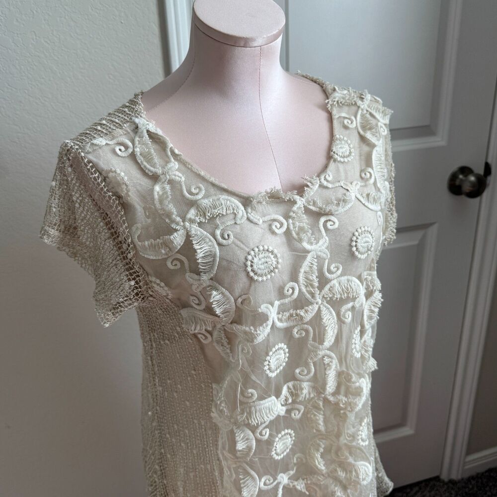 Tempo Paris- Boho, Lace Long Blouse- small